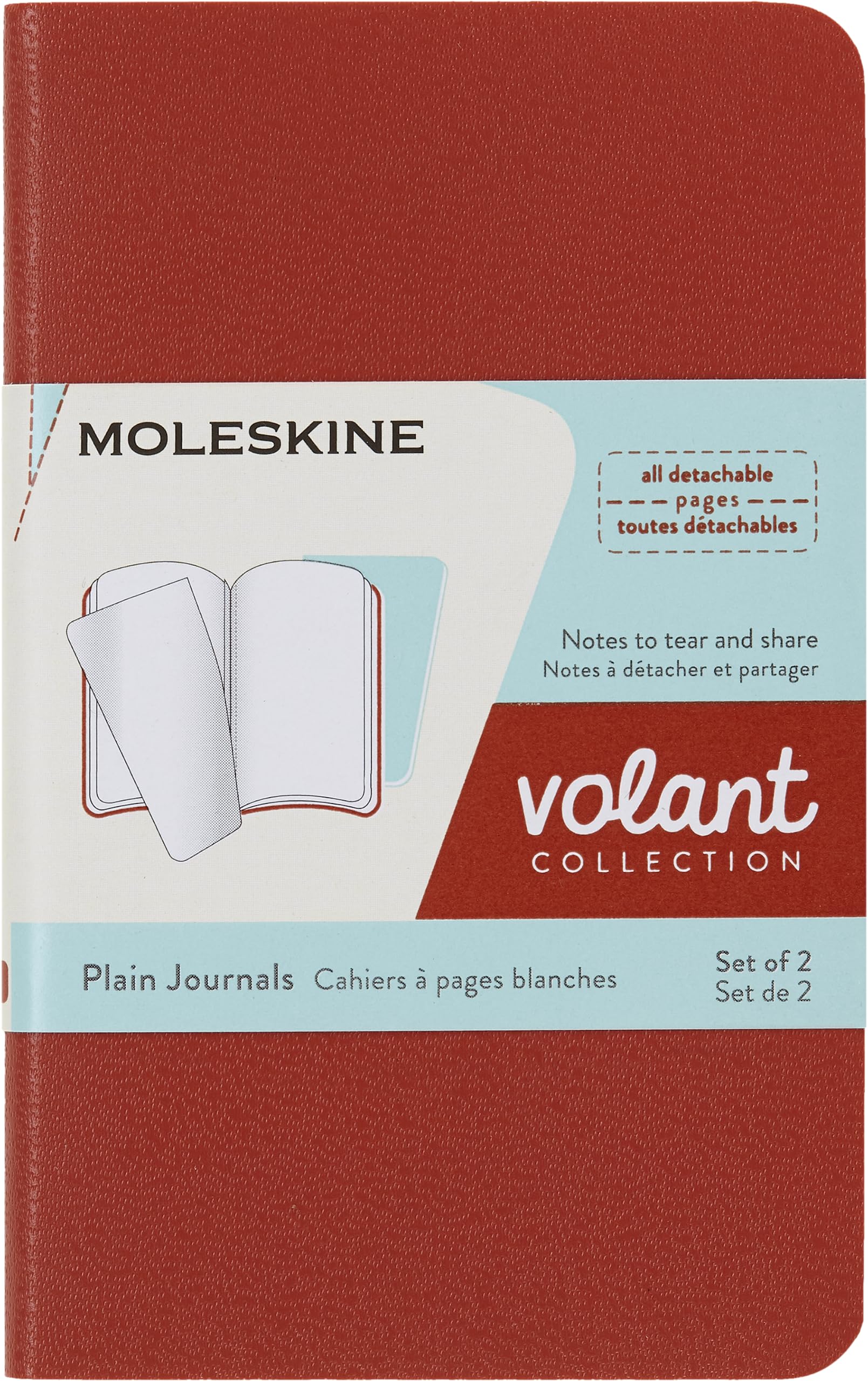 Moleskine Volant Journals XS Plain Coral Orange Aqua.Blue