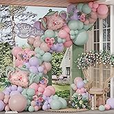 Green and Pink Balloon Garland 134Pcs Dusty Green Pink and Purple Balloons Arch Kit with Teapot Foil Balloon for Spring Tea Party Lets Partea Baby Shower Birthday Party Decorations