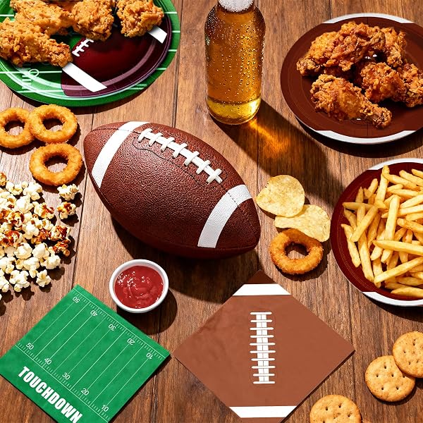 FOOTBALL PARTY DECORATIONS KIT FOR 24 GUESTS – 99PCS TABLEWARE WITH DINNER PLATES, DESSERT PLATES, CUPS, NAPKINS, TABLECLOTH & BANNER, SUPPLIES AND FAVORS FOR BIRTHDAY, TAILGATE, GAME DAY (FOOTBALL)