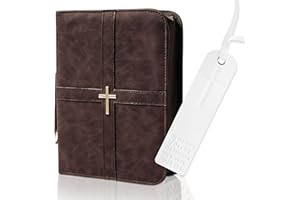 LUIPA STORE Bible Cover, Discreet & Elegant Bible Case, Brown PU Leather Bible Cover, Cross Design Bible Bags, Strong and Sturdy Book Case, Includes Premium Bookmark