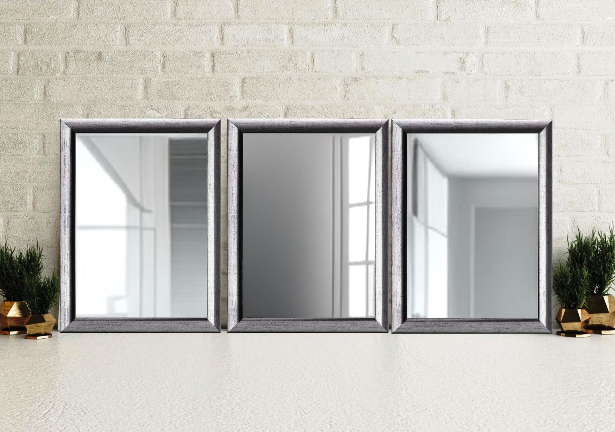 Zalena Silver Leaf 30 x 25 cm Frame Wall Mirror Design Mirror Bathroom Mirror for the Home Guest Bathroom Hallway Gadrobe Living Room