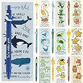 Eersida 50 Set Inspirational Ballpoint Pens Bulk Funny Positive Animal Cute Pens Employee Appreciation Gifts with Bookmarks for Valentines Day Coworkers Teacher Nurse Team Staff Office Group