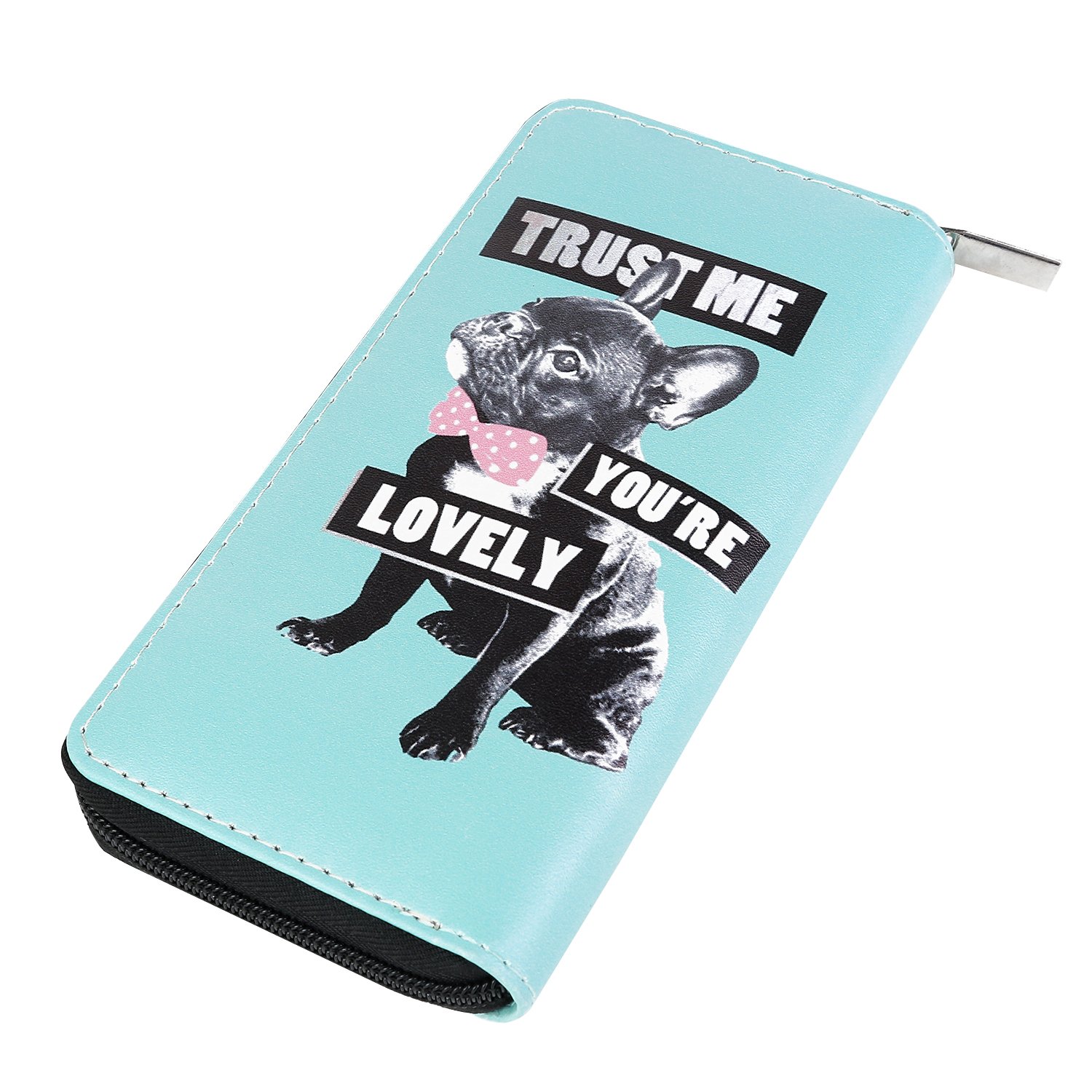 DonDon Women’s Purse Pattern Bulldog Dog Turquoise Black