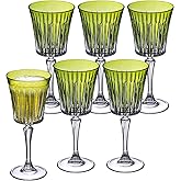 Barski European Wine Glasses - Set of 6 Goblets for Red or White Wine - Elegant Colored Glassware Water Stemware - Gift Ready, 7.5 oz, Green