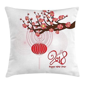 Housse De Coussin Oreiller De Nouvel An Chinois Branche De