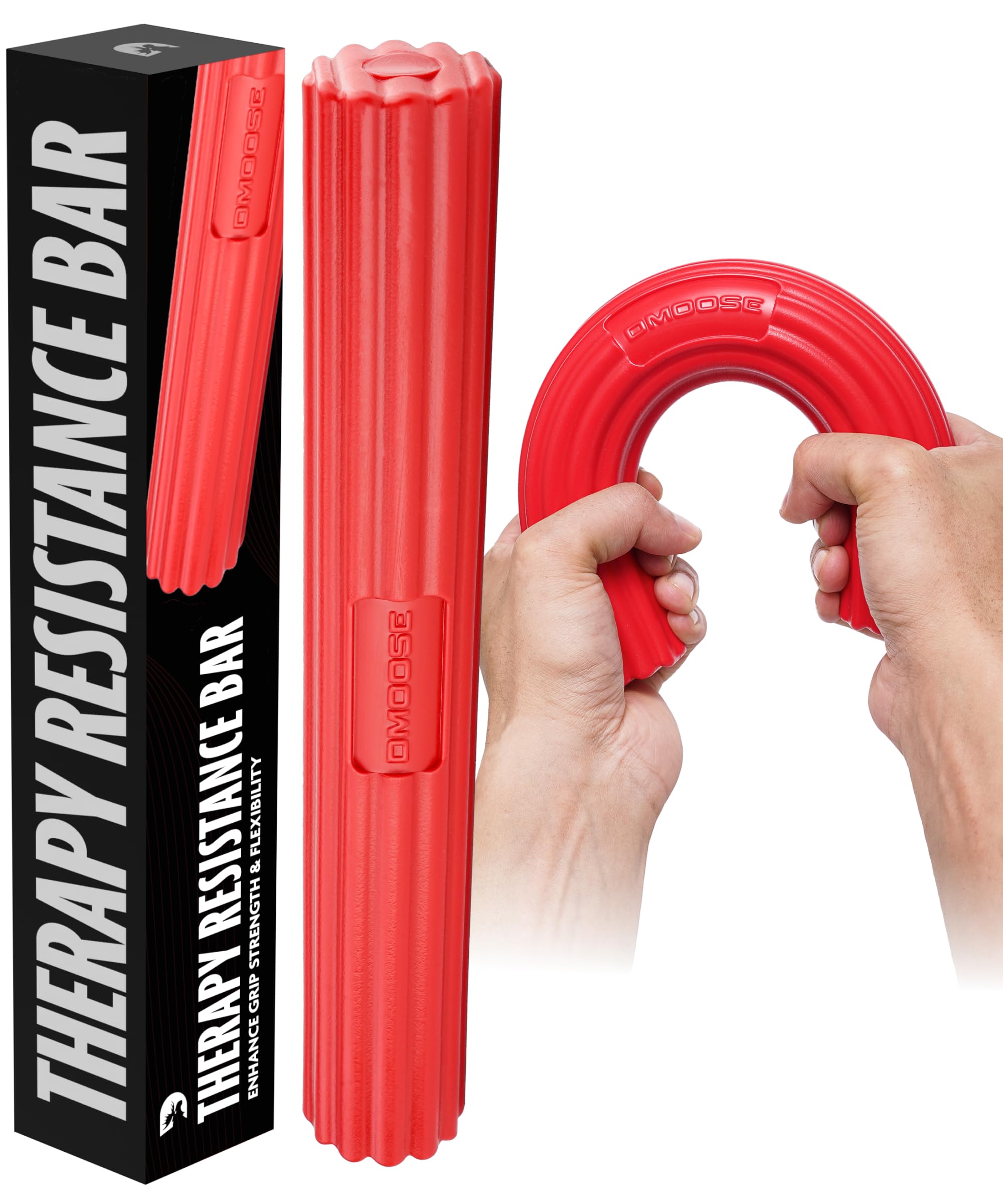 DMoose Fitness Flex Resistance Bar for Physical Therapy - Non-Slip Odorless Material, Exercise Bar for Tennis & Golfers Elbow Tendonitis Relief-Wrist and Forearm Strengthener & Grip Strength Trainer