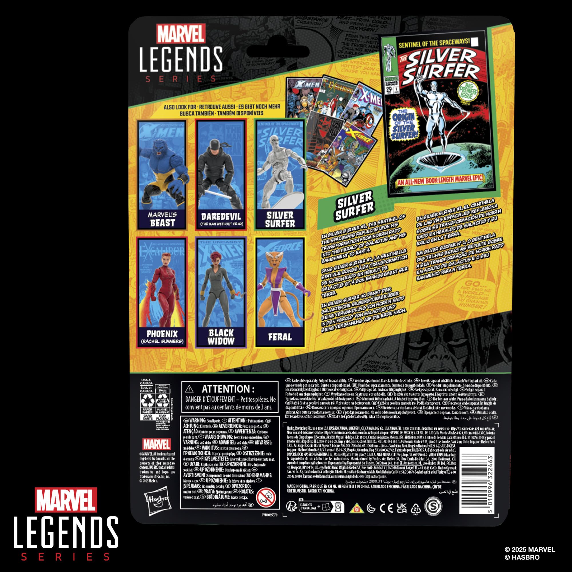 Marvel Legends Series Silver Surfer, Silver Surfer #1 (1968) and Fantastic Four Comics-Inspired Collectible 6-Inch Scale Action Figure with Character-Sized Comic Accessory