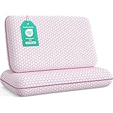 CushyOasis Memory Foam Pillows for Side, Back and Stomach Sleepers, Set of 2, Bed Pillow with Washable Cover and Breathable Mesh, Bed Pillow for Sleeping (Pink,Queen Size)