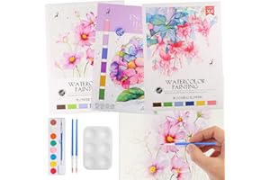 LIYIQ 3 Pack Flowers Watercolor Coloring Books for Adult Teenager Watercolor Paint Book Water Color Paint Sets for Kids Coloring Books for Women Water Colors Paint Kids Pocket Hand Book Stocking Goodie Bag