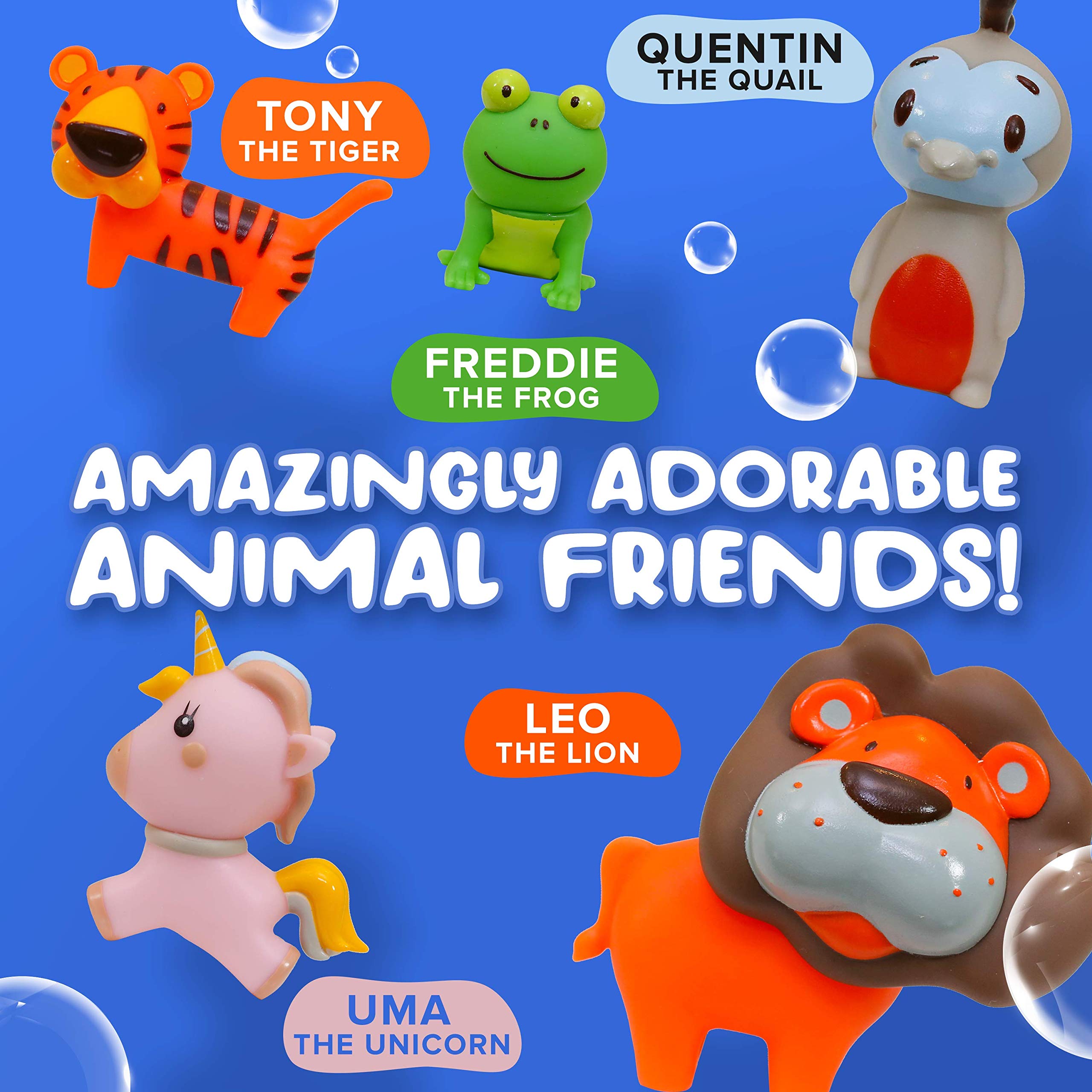 SplashEZ Animal Bath Toys | Mold Free Bath Toys for Kids & Toddlers with No Hole for Water | Lion & Friends Ideal Size for Little Hands | Safe, Durable for Baby Tub Pool Boys Girls Ages 0 & Up, 5-pack