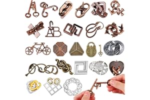 Yilloog 24 Pcs Metal Brain Teaser Puzzles Assortment for Adults Difficult Magic Puzzles Highly Hard Brain Games Iq Logic Test Disentanglement Game for Classroom Mind Challenge(Classic)