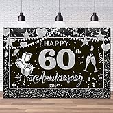 Dill-Dall Happy 60th Anniversary Backdrop,60 years Anniversary Wall Banner Poster, We Still Do Wedding Party Sign Photo Background Decorations Supplies, 6x4ft