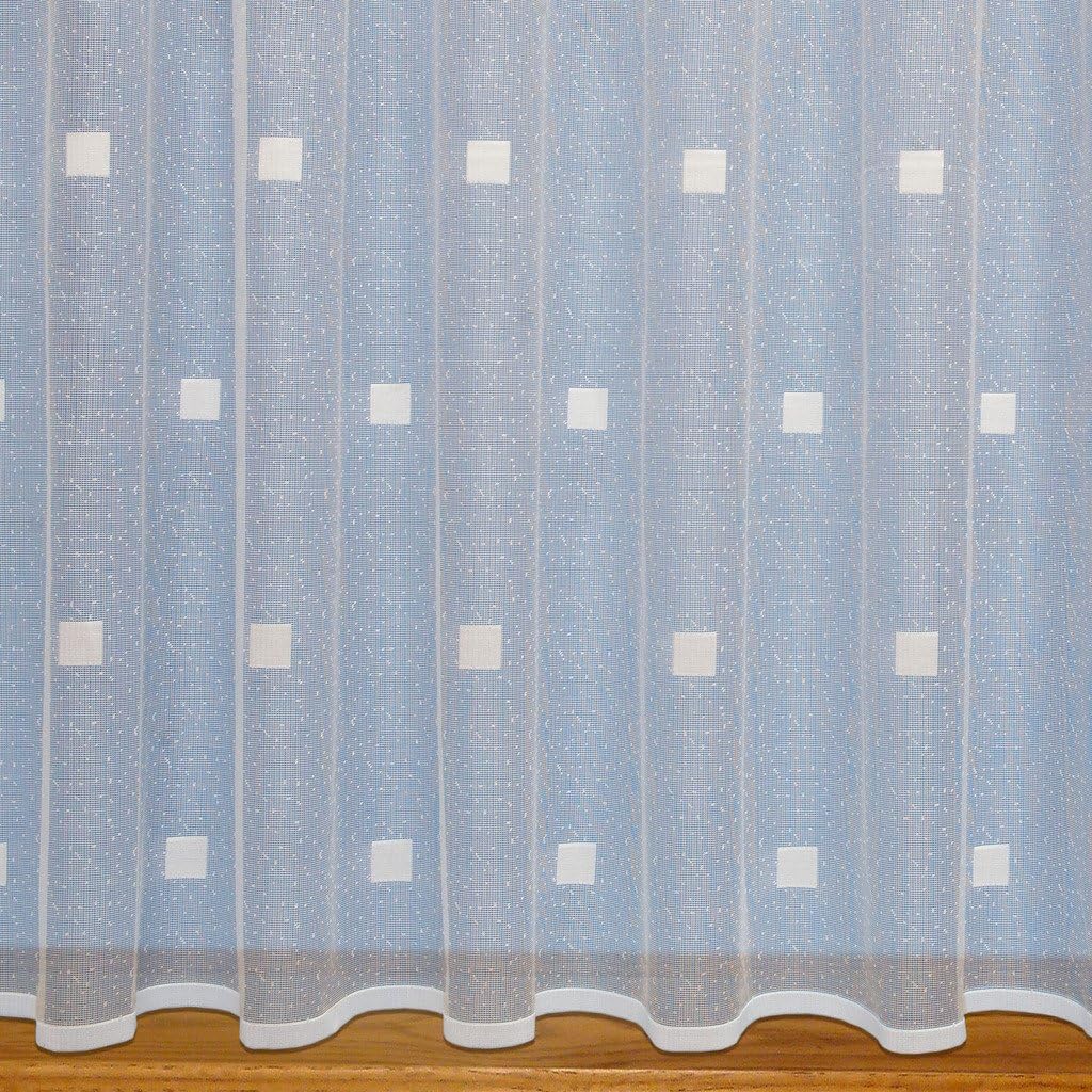 John Aird Squares White Net Curtain - Width Sold By The Metre (Drop: 63