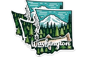 BLISS MONKEY CO. (2 Pack) Washington State Shape Stickers - WA State Sticker - Choose from 50 States - 5 Inches On Longest Side - Premium Vinyl - for Cars, Skateboards, Laptops - Made in USA - BMCS1281