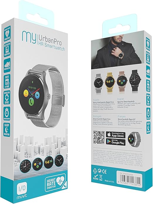 Muvit I/O Urban ProHR Reloj de Actividad y Sueño, Negro: Amazon.es ...