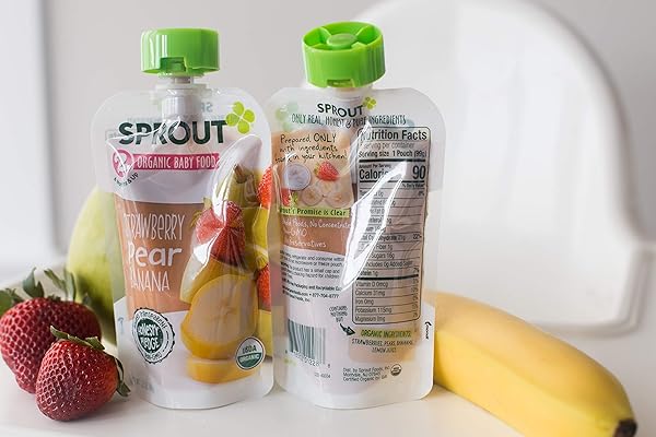 SPROUT ORGANIC STAGE 2 BABY FOOD POUCHES, STRAWBERRY PEAR BANANA, 3.5 OUNCE