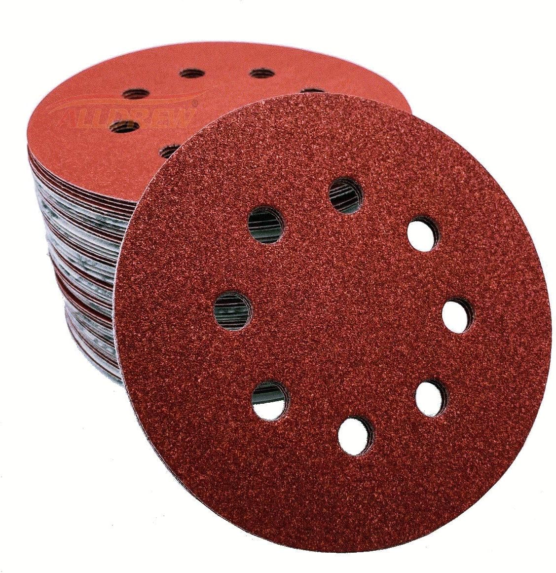 125mm Sanding Discs ALLDREW 5'' Sandpaper 8 Hole Pads GRIT 6050 Discs