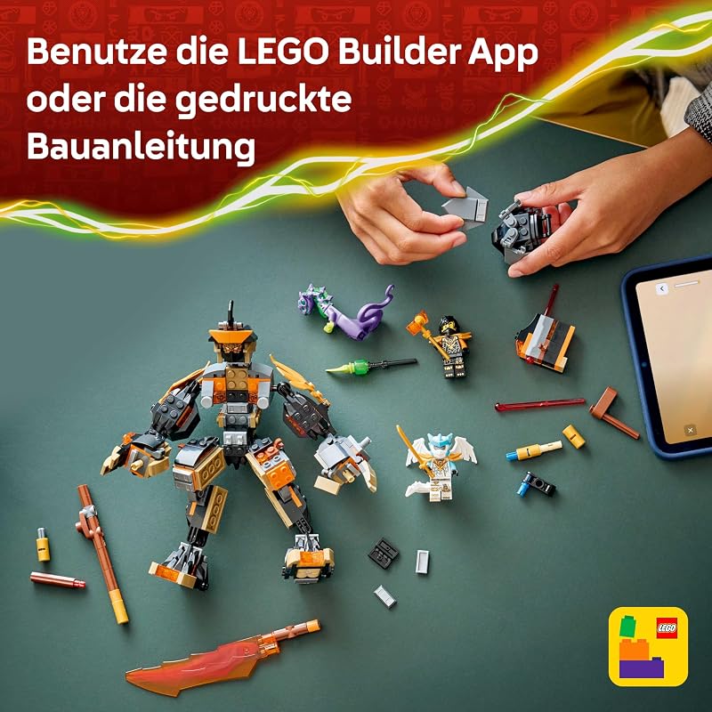 NINJAGO Coles Action-Mech und Drachen-Zane - Ninja Spielzeug für Jungen und Mädchen - Modellbau mit Actionfigur, 3 Minifiguren und Schwertern - Geschenk für Kinder ab 7 Jahren - 71854 — Foto 6 von 8
