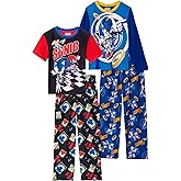 Sonic The Hedgehog Boys Pajamas for Kids 4 Piece Sleepwear Sets for Boys Pajama Bottoms and Sleep Shirts