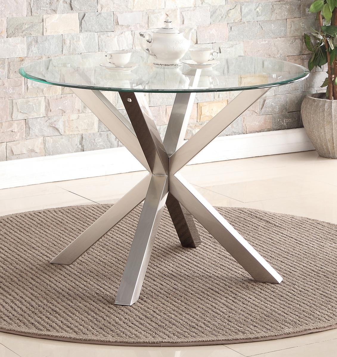 Nelson Dining Table with Brushed Stainless Steel, Dining Room Table