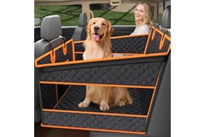 Toffos Dog Car Seat, Extra Stable Backseat Extender for Dogs with Hard Bottom, Waterproof and Foldable Design, Pet Car Seat with Breathable Mesh Window, Black
