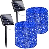 Extra-Long 144FT Solar String Lights for Outside, 2 Pack 400LED Solar Fairy Lights Outdoor Waterproof, Copper Wire with 8 Modes Solar Powered Twinkle Lights for Tree Garden Party Wedding Decor (Blue)