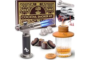 Aberdeen Oak Deluxe Cocktail Smoker Kit - Whiskey Infuser Set with Torch, Hickory & Oak Chips, Whisky Balls - Smoky Flavor Enhancer for Drinks (Butane Not Included)