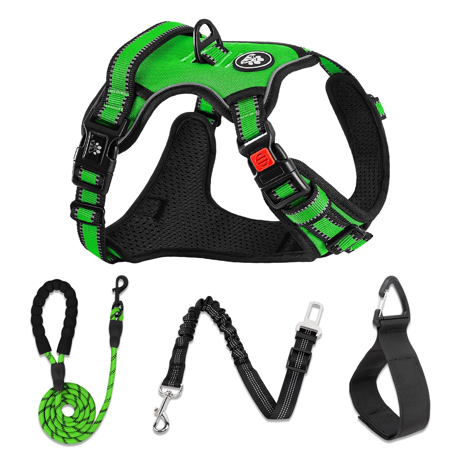 Photo 1 of NESTROAD No Pull Dog Harness,Adjustable Oxford Dog Vest Harness with Leash,Reflective No-Choke Pet Harness with Easy Control Soft Handle for Small Dogs(Small,FluorescentGreen)