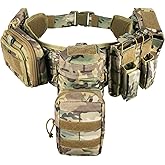 BOMTURN Tactical Battle Belt Military Molle War Duty Belt Law Enforcement for Police Army 7 in 1 Set