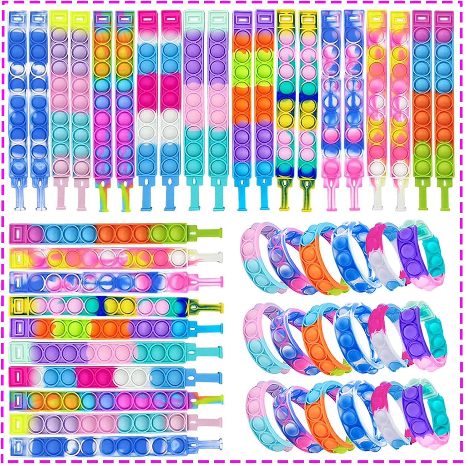 Photo 1 of 102PCS Pop Bracelet Party Favors Fidget Bracelet It Birthday Party Favors for Kids Goodie Bags Stuffers Classroom