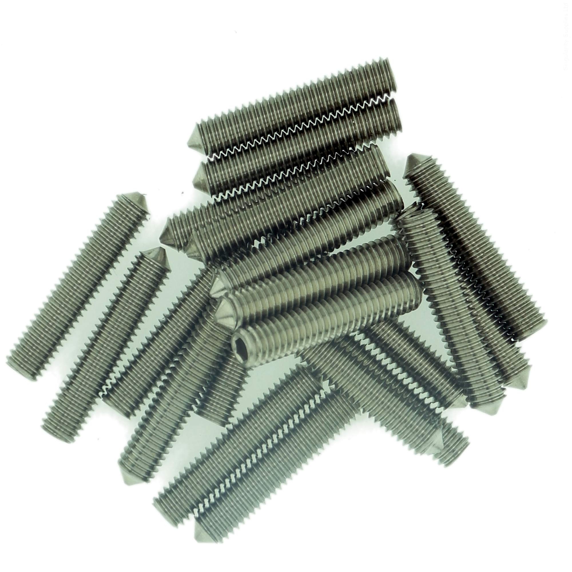 M4 (4mm x 25mm) Hex Socket Grub Screw (Cone Point) - Stainless Steel (A2) (Pack of 20)