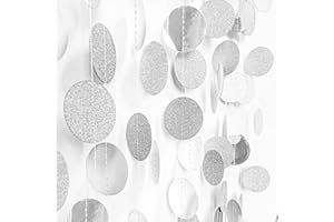 MIAHART 4 Pcs Circle Dots Garland 52 Feet Silver Decorations Party Garland Hanging Banner for Birthday Baby Shower Wedding Christmas Party Decor