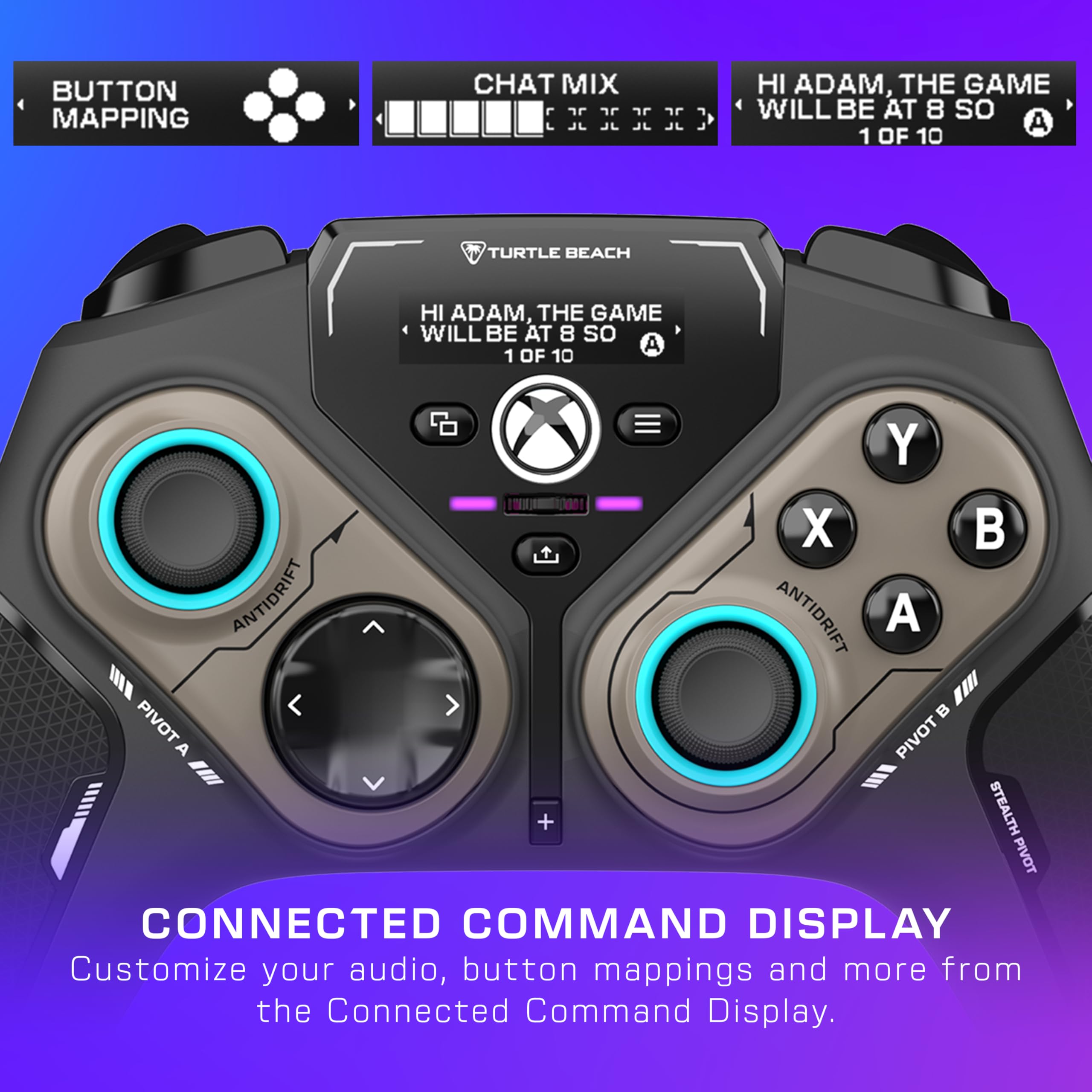Turtle Beach Stealth Pivot Wireless Smart Game Controller Officially Licensed for Windows PC – Rotating Modules, Display Dashboard, Hall-Effect Sticks, Remappable Buttons, Bluetooth, 20-Hour Battery