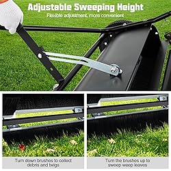 Goplus 42" Lawn Sweeper Tow Behind, Yard Sweeper