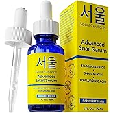 SeoulCeuticals Korean 5% Niacinamide + Snail Mucin 97.5% Essence Serum + Hyaluronic Acid, Cruelty Free Korean Skin Care, Natural & Organic Anti Aging Face Serum for Dull Skin, K Beauty 1oz