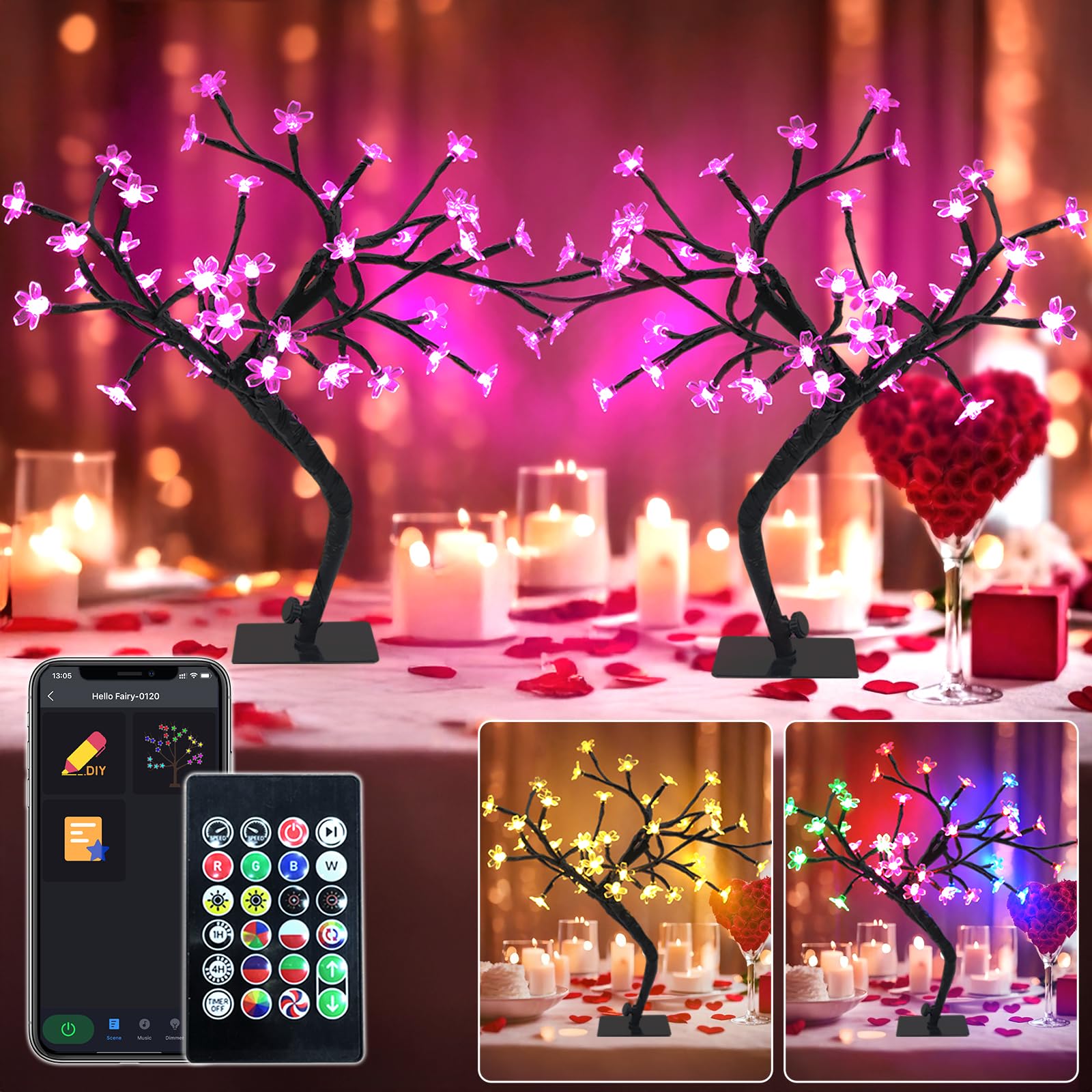 2 Pack Smart Cherry Blossom Tree for Valentines