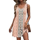 WIHOLL Women's Summer Dress 2026 A-Line Sleeveless Casual Sundress with Pockets Floral/Solid