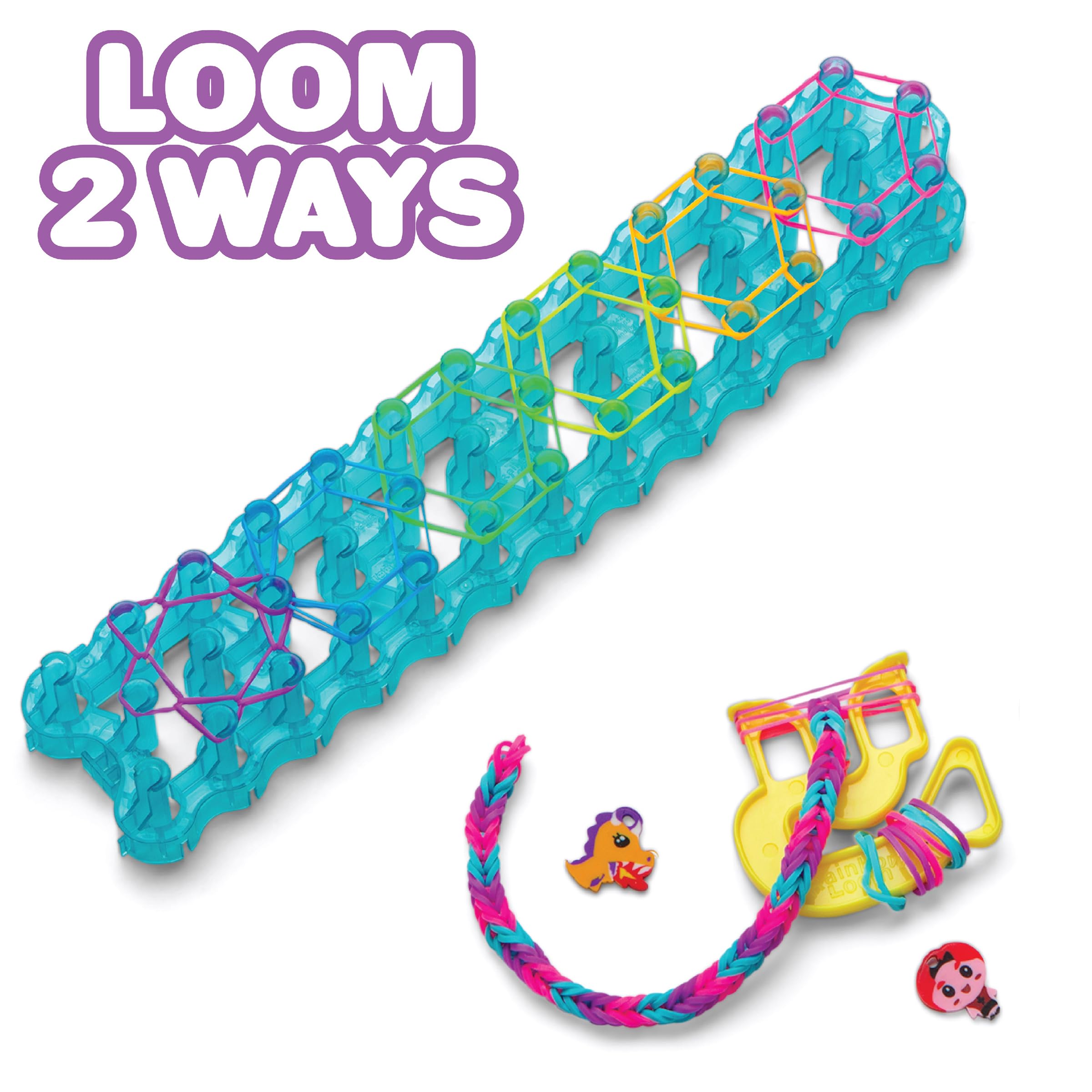 Rainbow Loom® Loomi-Pals™ MEGA Combo Set, Features 60 Cute Assorted LP Charms, The New RL 2.0, Happy Looms, Hooks, Alpha & Pony Beads, 5600 Colorful Bands All in a Carrying Case for Boys and Girls 7+