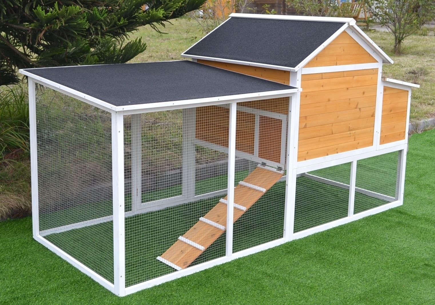 Omitree 7.6' Large Wood Chicken Coop Backyard Hen House 48 Chickens w