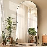 HARRITPURE 76"x34" Arched Full Length Mirror Free Standing Hanging Mounted Mirror Aluminum Frame Modern Simple Home Decor for Living Room Bedroom Cloakroom, Black