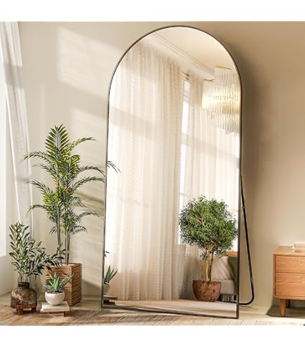 WISSMIELS 71x26 Inch Arched Full Length Mirror - Wall Mount Or Floor Stand, Explosion-Proof, Black Frame - View #4