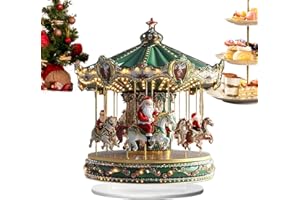 Mr Christmas Carousel | 2D Acrylic Table Centerpieces - Village Christmas Desk Decorations - for Holiday Living Room Bedroom 