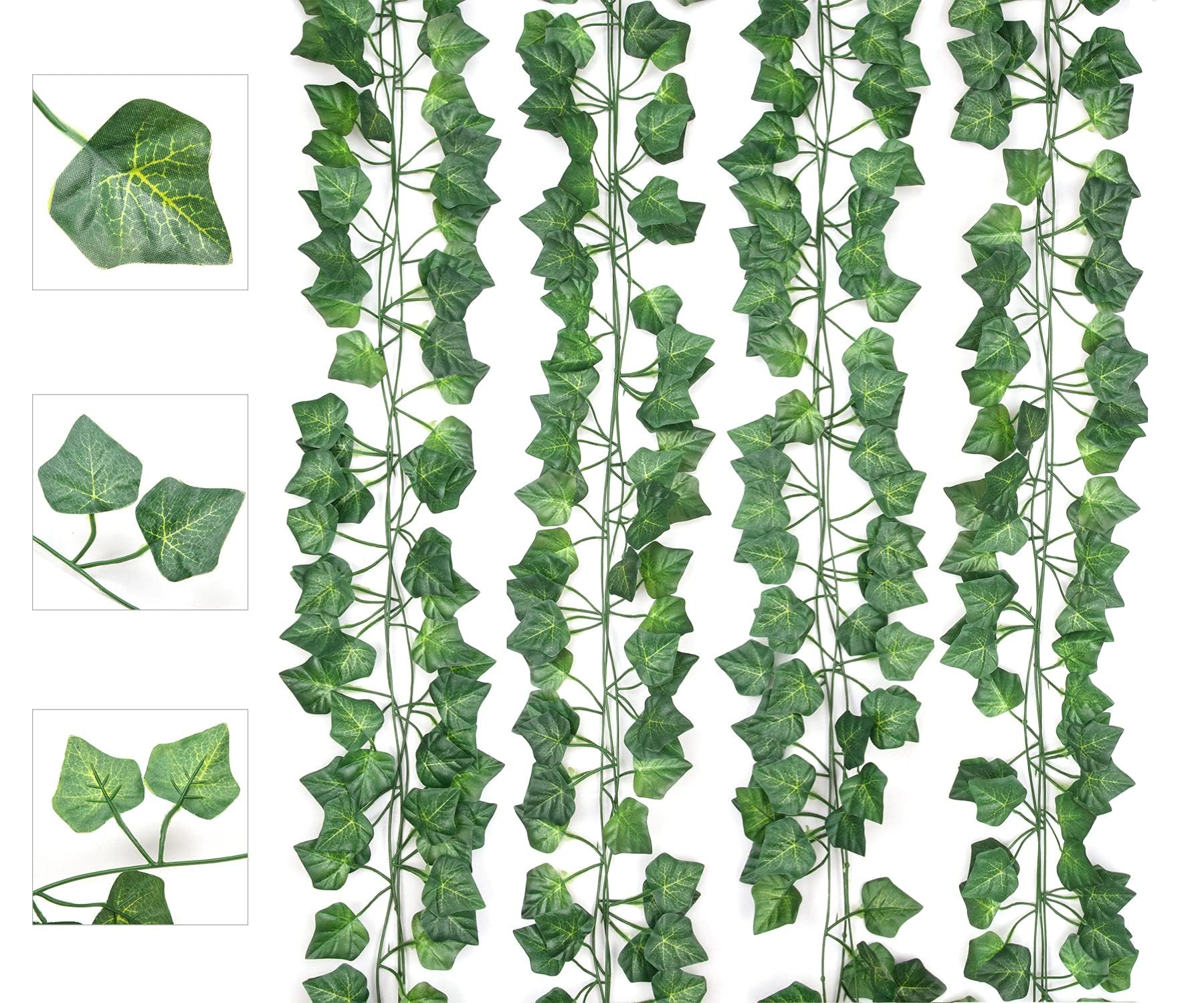 AIOR 12 Strands Fake Ivy Vines, 6.5 Ft Artificial Ivy Garland Greenery Leaves UV Resistant Hanging Faux Plants Indoor Outdoor for Wedding Table Garden Backdrop Arch Wall Room Decor