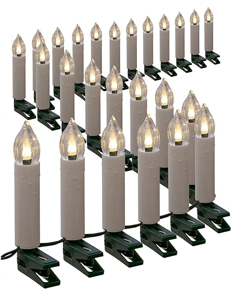 Gartenpirat Lichterkette mit 50 Kerzen LED warmweiß 25m Kerzenlichterkette innen außen