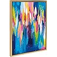Kate and Laurel Sylvie EV Bright Brush Strokes 033 Framed Canvas Wall Art by Jessi Raulet of Ettavee, 18x24 Gold, Modern Abstract Brush Art for Wall