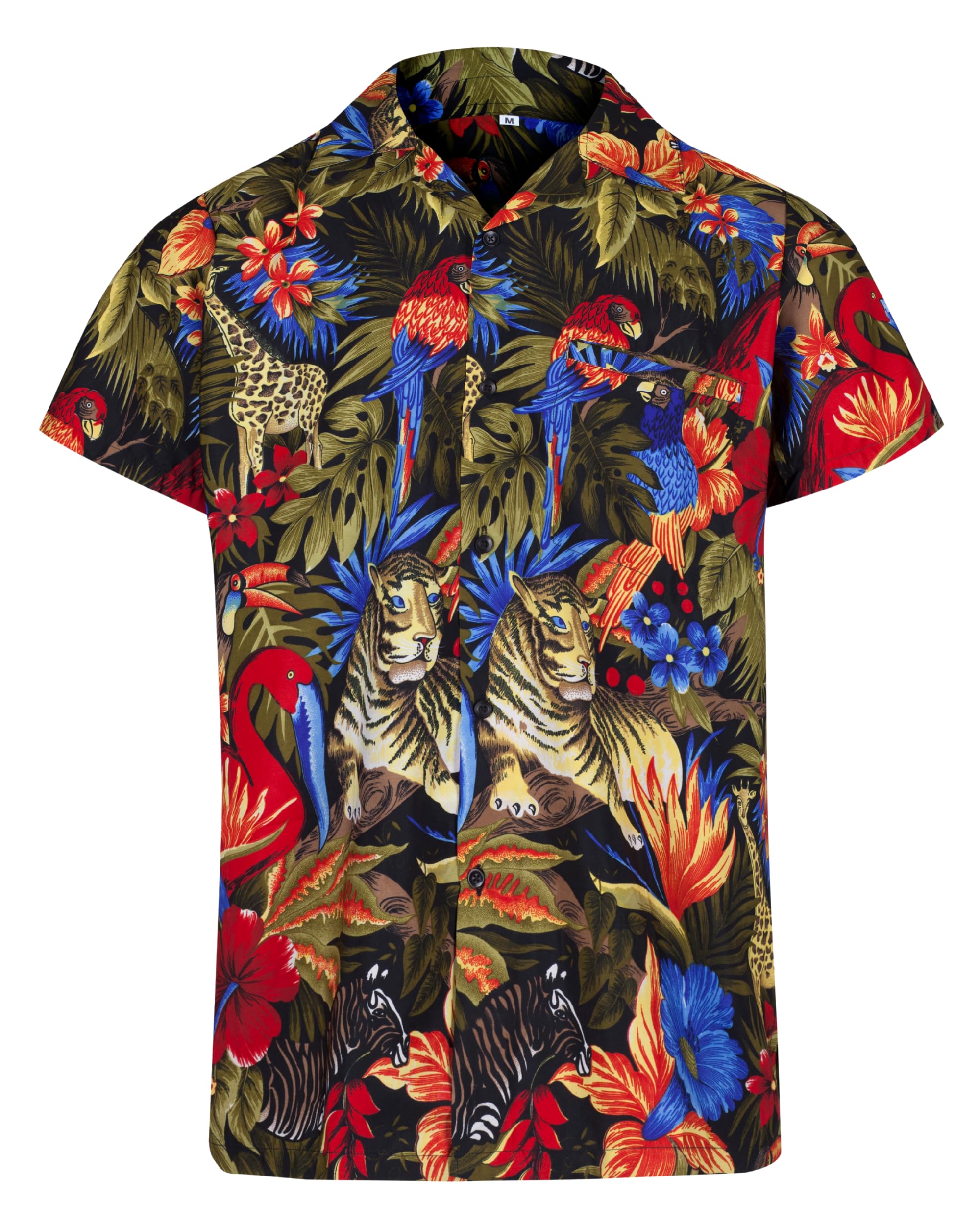 Mens Hawaiian Shirt Short Sleeve Hawaiian Shirts for Men Funny Shirt - Ugly Shirt with a Jungle Animal Print for Funky Shirts for Men and Stag Shirt (Small, Black)