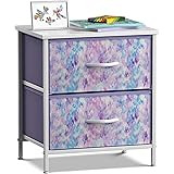 Sorbus Nightstand with 2 Drawers - Kids Bedside Furniture End Table Night Stand - Steel Frame, Wood Top & Easy Pull Fabric Bi