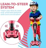 Hurtle 3-Wheel Try Scooter for Kids Ages 2-12 with Flip Seat Foldable LED view 7