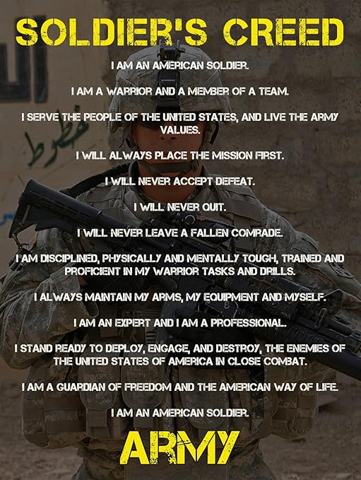 Soldiers Creed Poster Army Poster Military Gifts Army Gifts