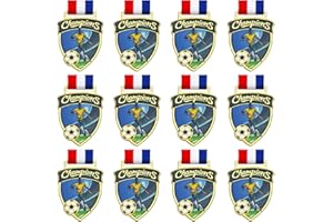 Donrime 12 Pieces Soccer Medals for Kids, Gold Metals Awards Medal for Kid’s Sports Soccer Games, Soccer Party Favors, 2 Inches
